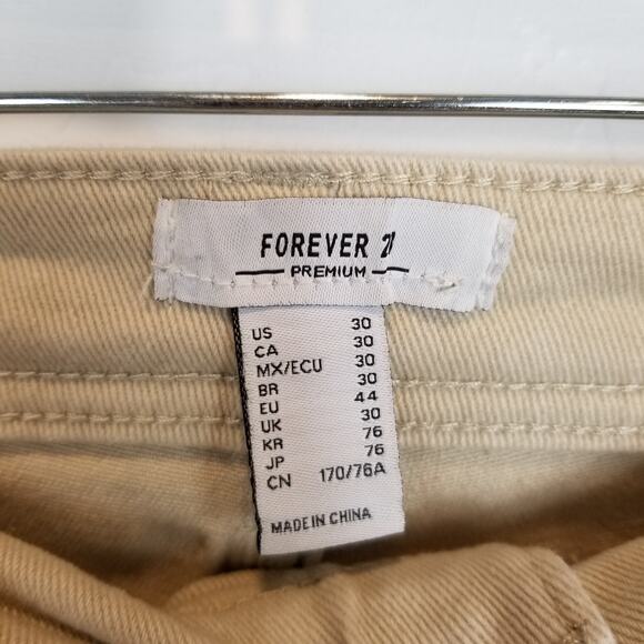 Forever 21 Women's High Rise Wide Leg Frayed Raw Hem Jeans Tan Size 30 - Picture 4 of 7